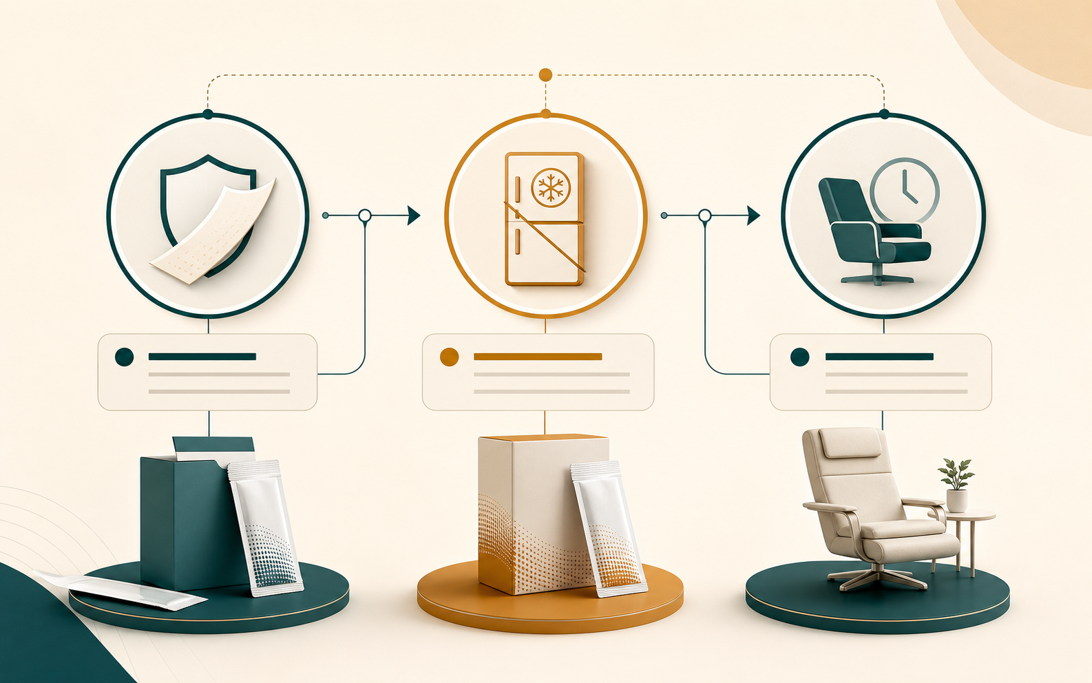 Abstract workflow showing operational advantages of strip-format products