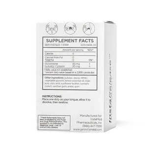 Rejuvstrip Vitality Glutathione back packaging